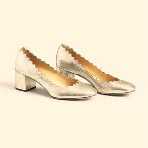 Chloe Lauren Scallop glitter blink heel pump NWOT